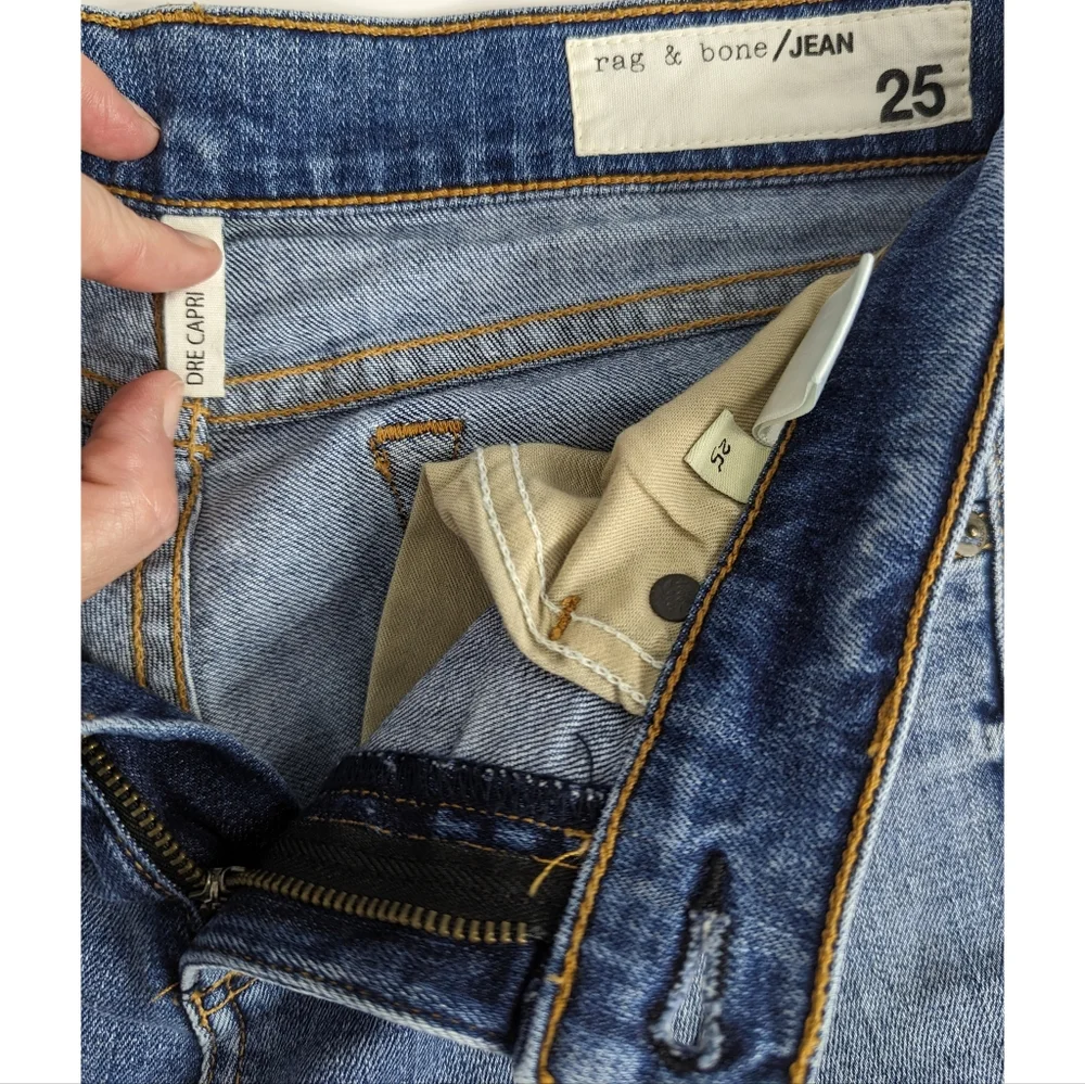 Rag & Bone Dre Capri Distressed Raw Hem Jeans 25